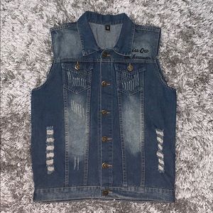 Denim distressed vest